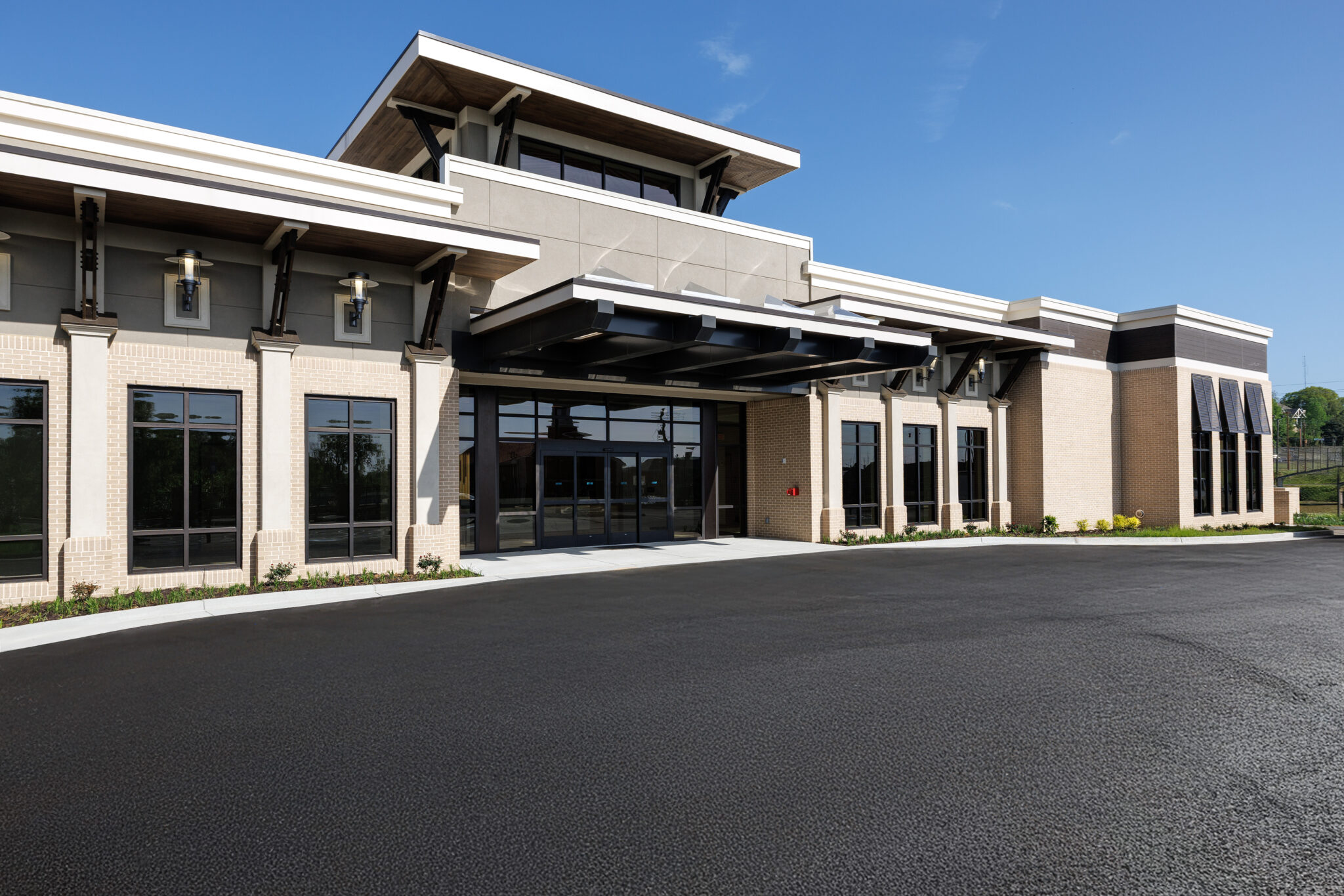 exterior of medical building under a blue sky