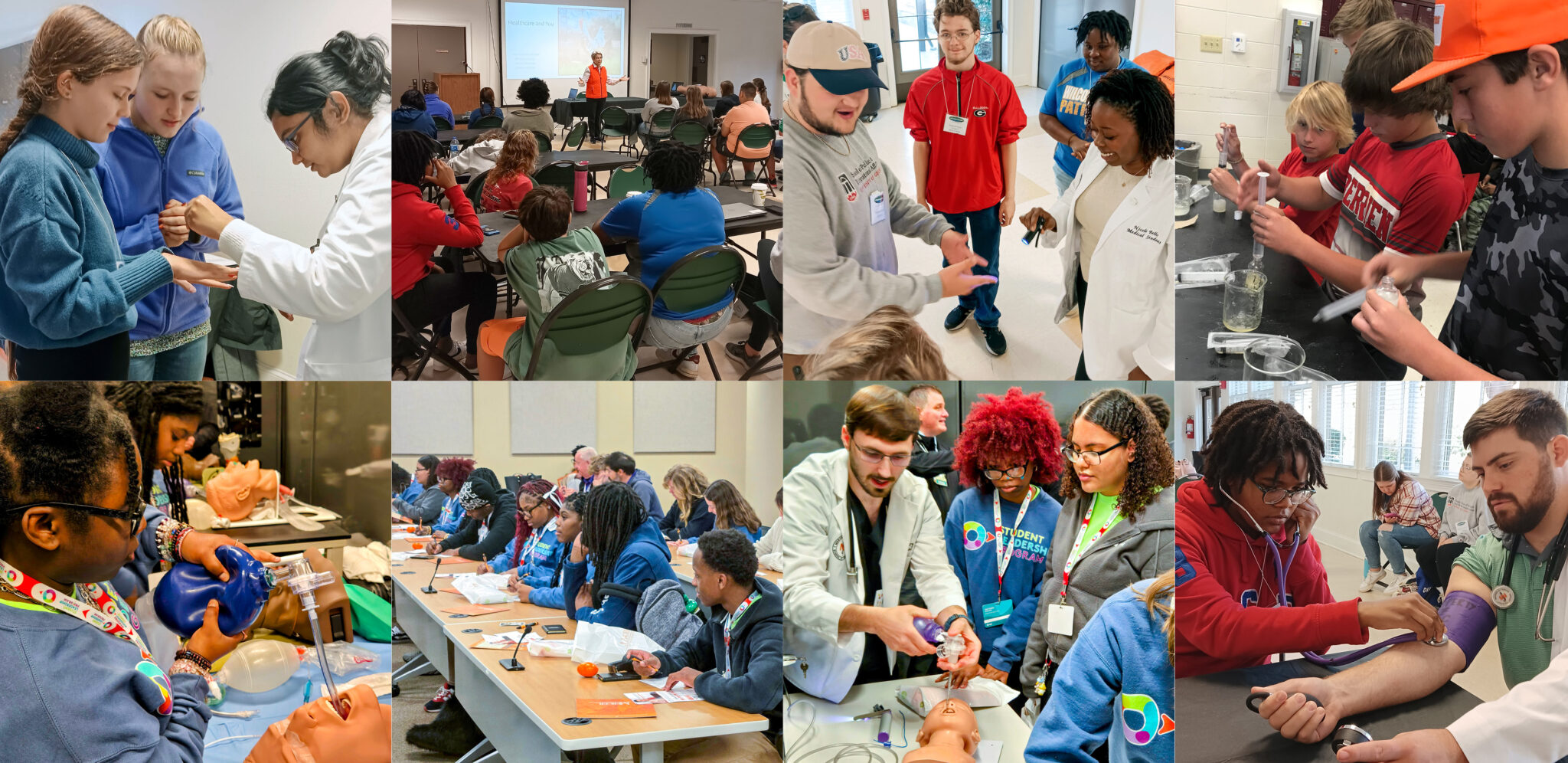Eight Images of campers, students during Pathways programs