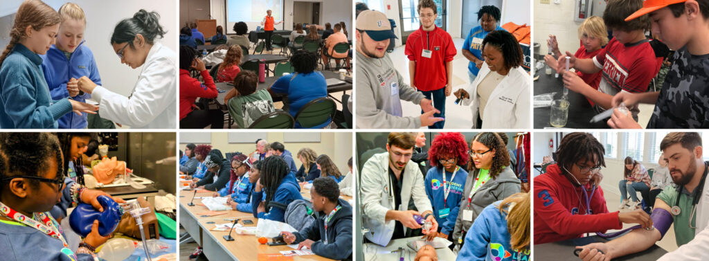 Eight photos of students involved in pathways programming 